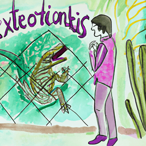 Image of a person standing in front of a sign that says Exotic Reptiles