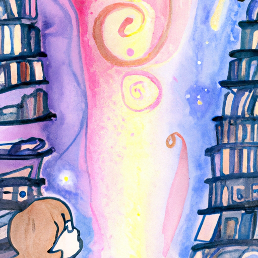 Image of a child standing in a magical library